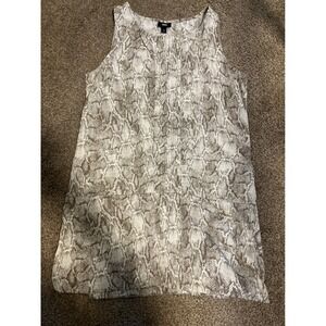 Mossimo Women Snake Print Sleeveless V-Neck Top Shirt L G Beige Brown